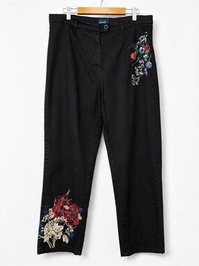 High Waist Straight Leg Pants | Floral Print | Size 14